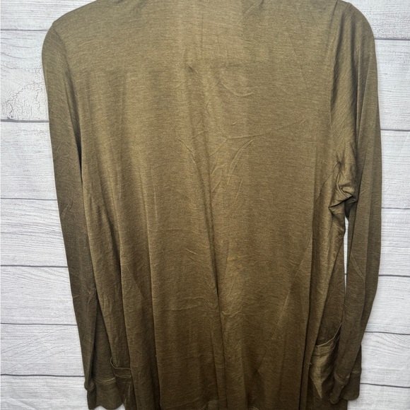 EILEEN FISHER Cardigan Silk Cotton Draped Open Front Lightweight Brown Large - Picture 4 of 5